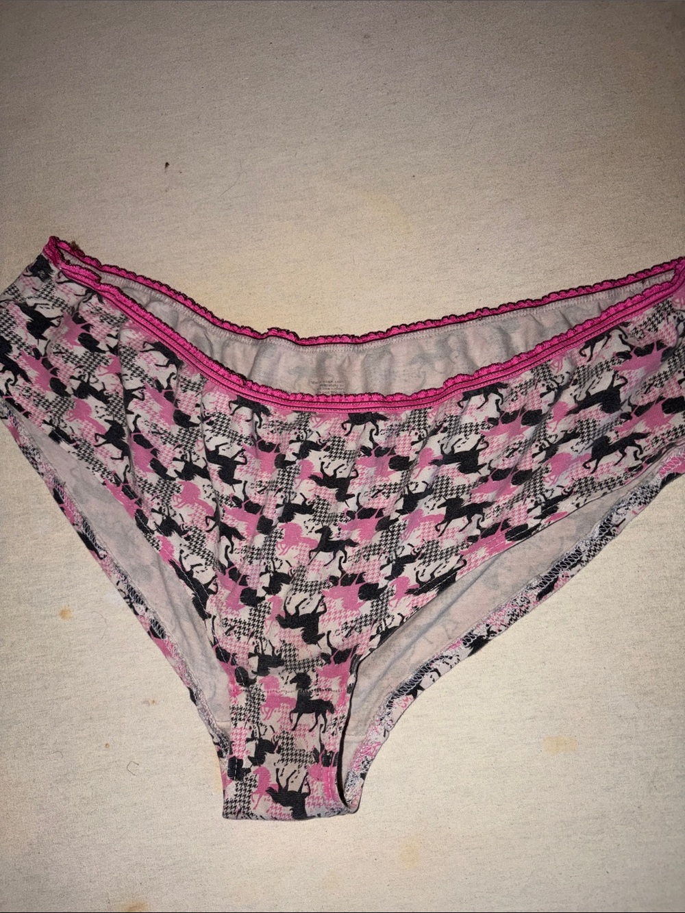 Womens Size 2XL Pink Horse-Print Cotton Panties